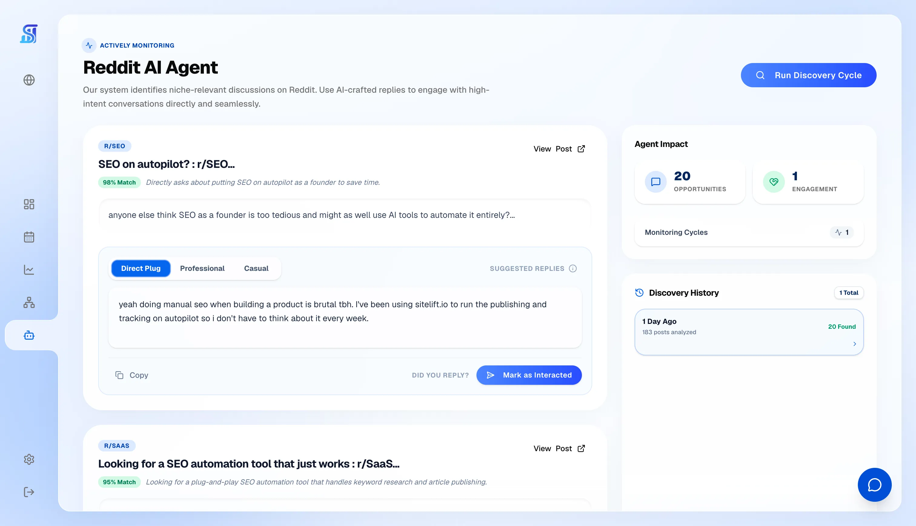 SiteLift Reddit Agent